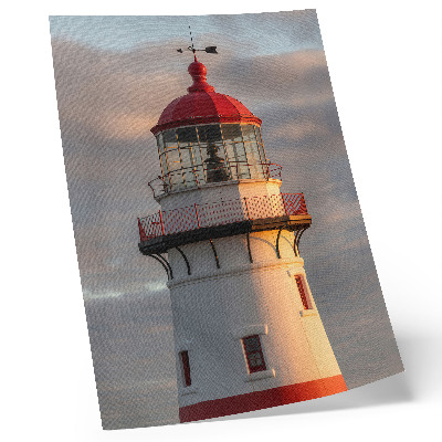 Kunstdruck leinwand Roter Leuchtturm, Sonnenuntergang, ruhig