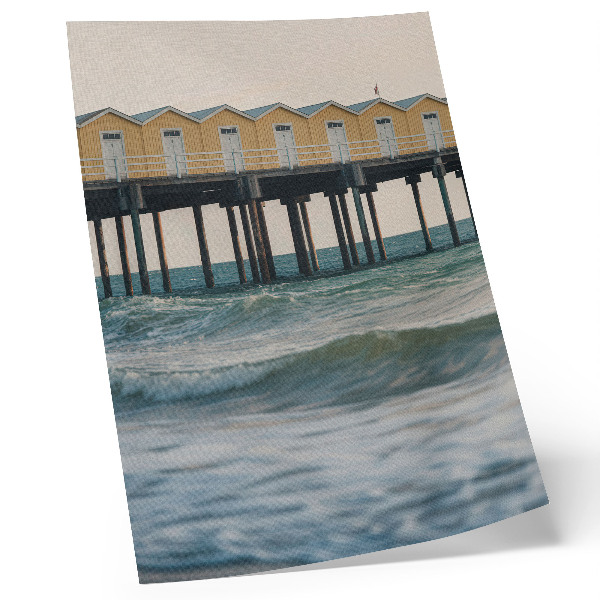 Kunstdruck leinwand Gelbe Häuser am Meer, Modernität und Frieden