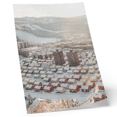 Poster Winterlandschaft mit schneebedeckten Häusern