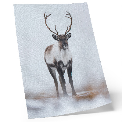 Wandposter Rentiere in einer Winterlandschaft, warme Farbtöne, modern