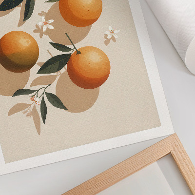 Kunstdruck leinwand Saftige Orangen, grüne Blätter, weiße Blüten