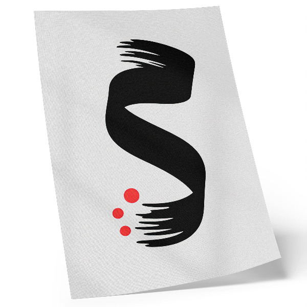 Wandposter Schwarze Form, roter Kreis, heller Hintergrund