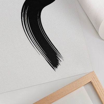 Poster Roter Kreis, schwarzer Pinselstrich
