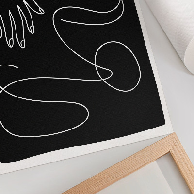 Poster Schwarz-weiße, geschwungene Linien, minimalistischer Stil, Handarbeit