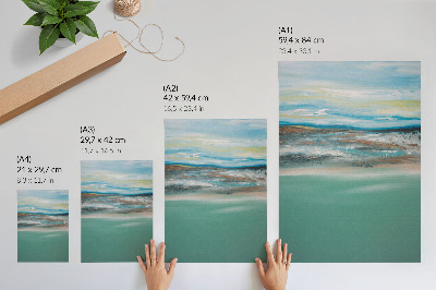 Wandposter Harmony blau grün creme abstrakt
