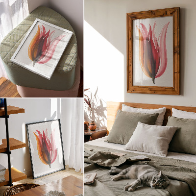 Poster Abstrakte Blume in Rot, Rosa und Orange