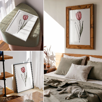 Poster Rosa Tulpe, schlichte Kontur, Leichtigkeit