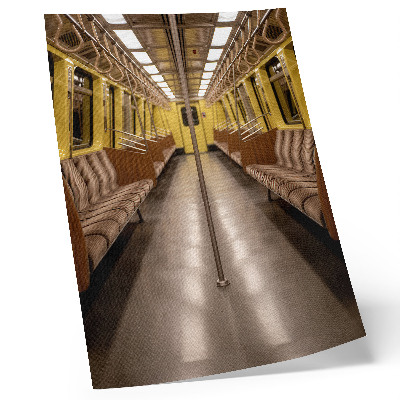Kunstdruck leinwand Metro-Interieur aus gelbem Holz, modern