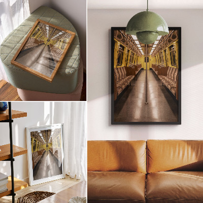 Kunstdruck leinwand Metro-Interieur aus gelbem Holz, modern