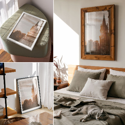 Wandposter Architektur warme Farbtöne Sonnenuntergang