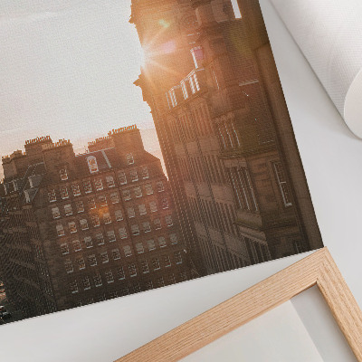 Wandposter Architektur warme Farbtöne Sonnenuntergang