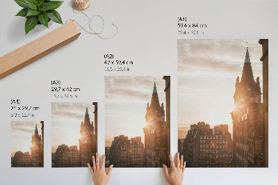 Wandposter Architektur warme Farbtöne Sonnenuntergang