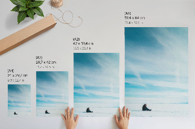 Poster Blauer Himmel über der verschneiten Einöde, Stille und Weite
