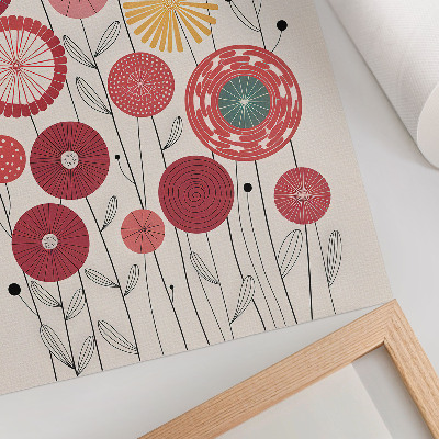 Kunstdruck leinwand Farbenfrohe geometrische Blumen im modernen Stil
