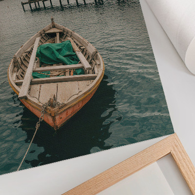 Wandposter Ein Boot in der Bucht, eine friedliche Atmosphäre und natürlicher Charme