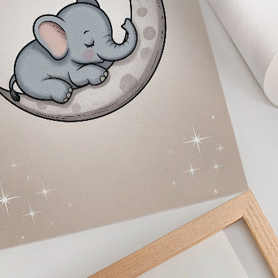 Kunstdruck leinwand Ein niedlicher Elefant auf dem Mond, umgeben von Sternen