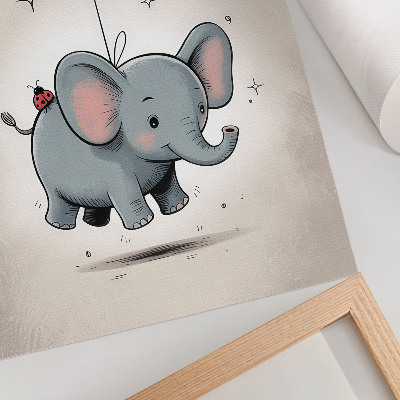 Poster Elefant mit Ballon, Kinderfreude, rosa