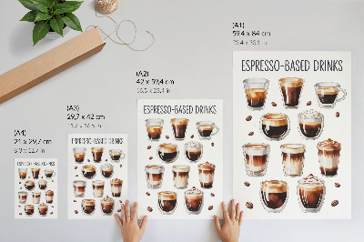 Wandposter Elegante Tassen gefüllt mit Espresso-Milchkaffee