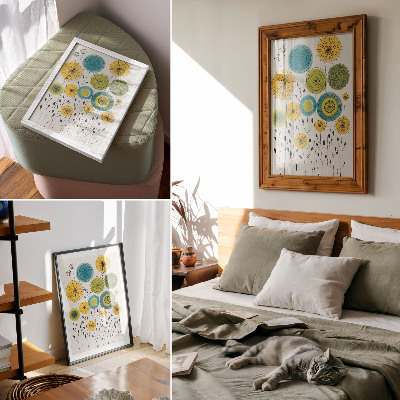 Kunstdruck leinwand Bunte Kreise, dünne Linien, moderner Stil