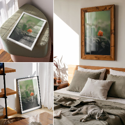 Poster Orangefarbene Beeren auf grünem Hintergrund