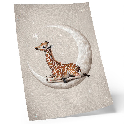 Kunstdruck leinwand Eine Comic-Giraffe auf dem Mond, umgeben von Sternen