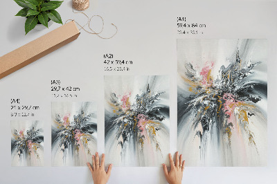 Poster Graue, rosa, beige, fließende abstrakte Formen