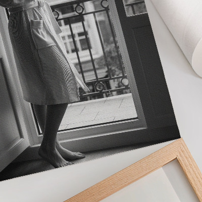 Poster Person am Fenster, Tasse Kaffee, Frieden
