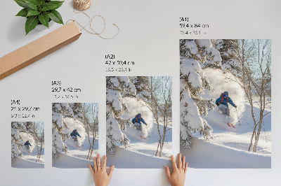Kunstdruck leinwand Skifahrer in der winterlichen Walddynamik Schnee