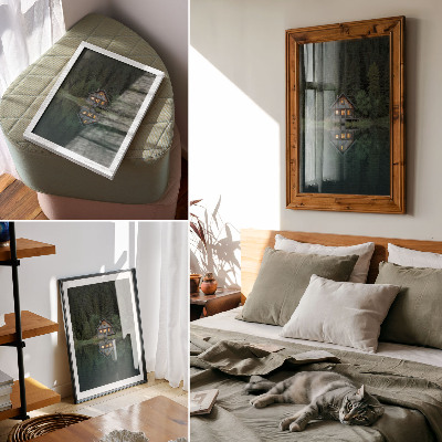 Kunstdruck leinwand Spiegelung der Berghütte – Naturblick
