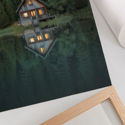 Kunstdruck leinwand Spiegelung der Berghütte – Naturblick