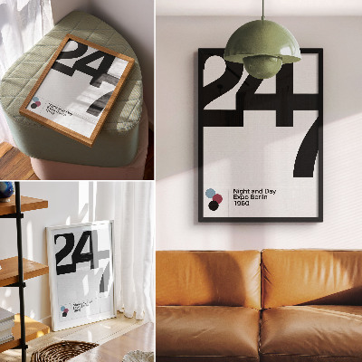 Kunstdruck leinwand Minimalistisches Design mit großen schwarzen und weißen Ziffern