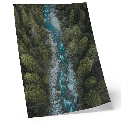 Wandposter Grüner Wald, Fluss, natürliche Harmonie