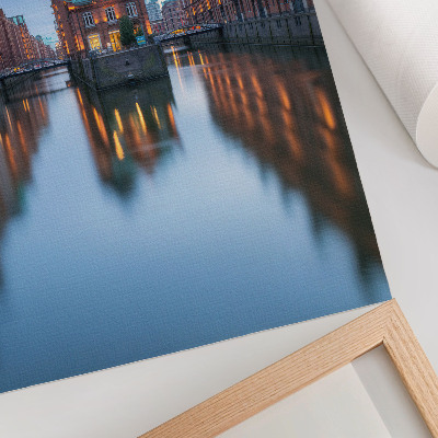 Kunstdruck leinwand Symmetrische Architektur und Wasserspiegelungen