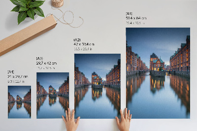 Kunstdruck leinwand Symmetrische Architektur und Wasserspiegelungen