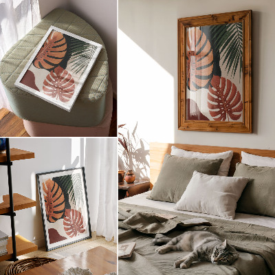 Kunstdruck leinwand Tropische Blätter, leuchtende Farben, Modernität