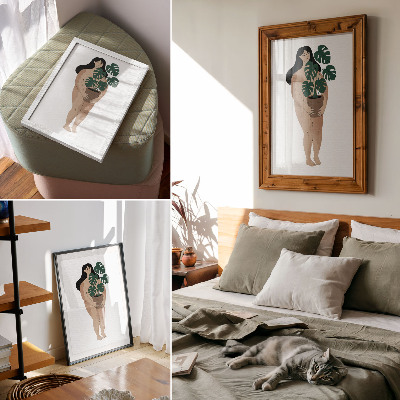Kunstdruck leinwand Frau mit einem Blumentopf, Eleganz, Minimalismus, Frieden