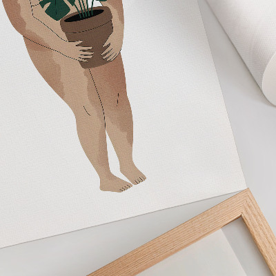 Kunstdruck leinwand Frau mit einem Blumentopf, Eleganz, Minimalismus, Frieden