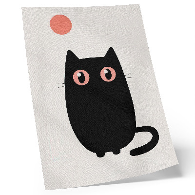 Kunstdruck leinwand Schwarze Katze mit rosa Augen auf weißem Hintergrund