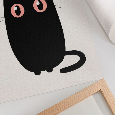 Kunstdruck leinwand Schwarze Katze mit rosa Augen auf weißem Hintergrund