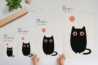 Kunstdruck leinwand Schwarze Katze mit rosa Augen auf weißem Hintergrund