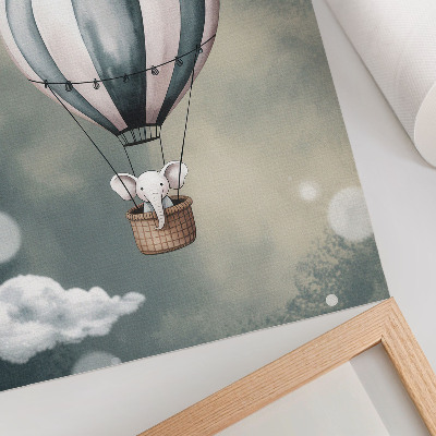 Poster Ballon mit Wolken in zarten Grautönen