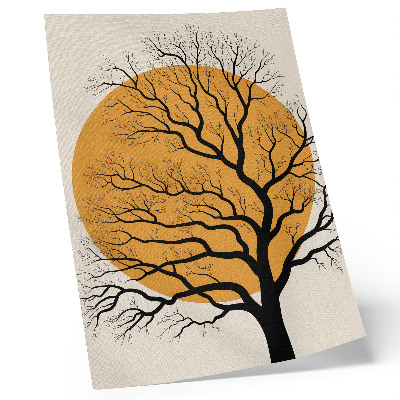 Poster Ein minimalistischer Baum auf orangefarbenem Hintergrund