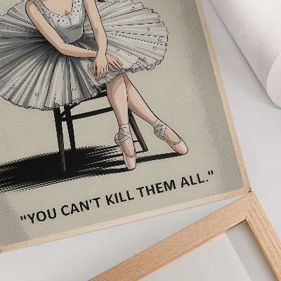 Kunstdruck leinwand Ballerina im Tüllkleid mit schwarzer Schrift – Nostalgie