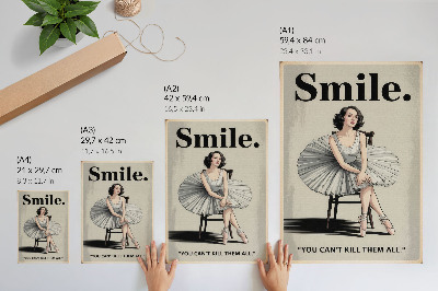 Kunstdruck leinwand Ballerina im Tüllkleid mit schwarzer Schrift – Nostalgie