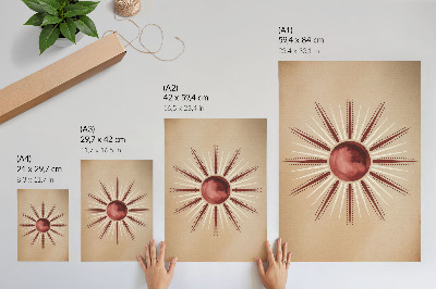 Poster Boho-Stil, strahlende Sonne, warme Farbtöne