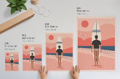 Poster Surfbrett, Strand, Meer, Ruhe, Entspannung