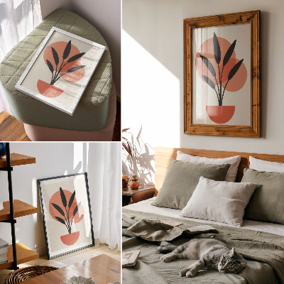 Wandposter Abstrakter geometrischer Blätterhintergrund auf beigem Hintergrund