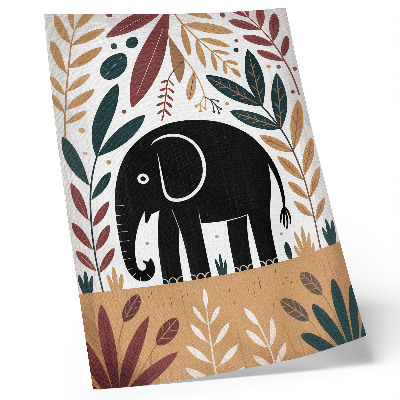 Kunstdruck leinwand Elefant zwischen den Blättern, Eleganz der Natur, Einfachheit