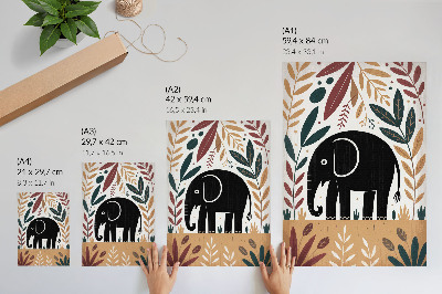 Kunstdruck leinwand Elefant zwischen den Blättern, Eleganz der Natur, Einfachheit