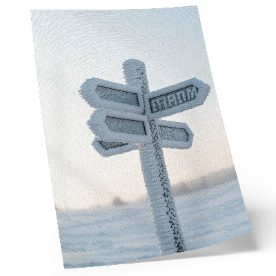 Wandposter Winterlicher Minimalismus mit schneebedecktem Wegweiser